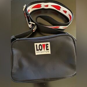 Brighton Black Crossbody with Red Heart Accent Strap